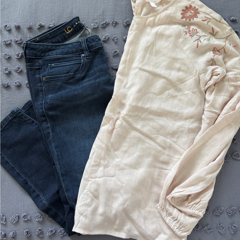 LC Lauren Conrad Dark Wash Jeans and Light Pink Top